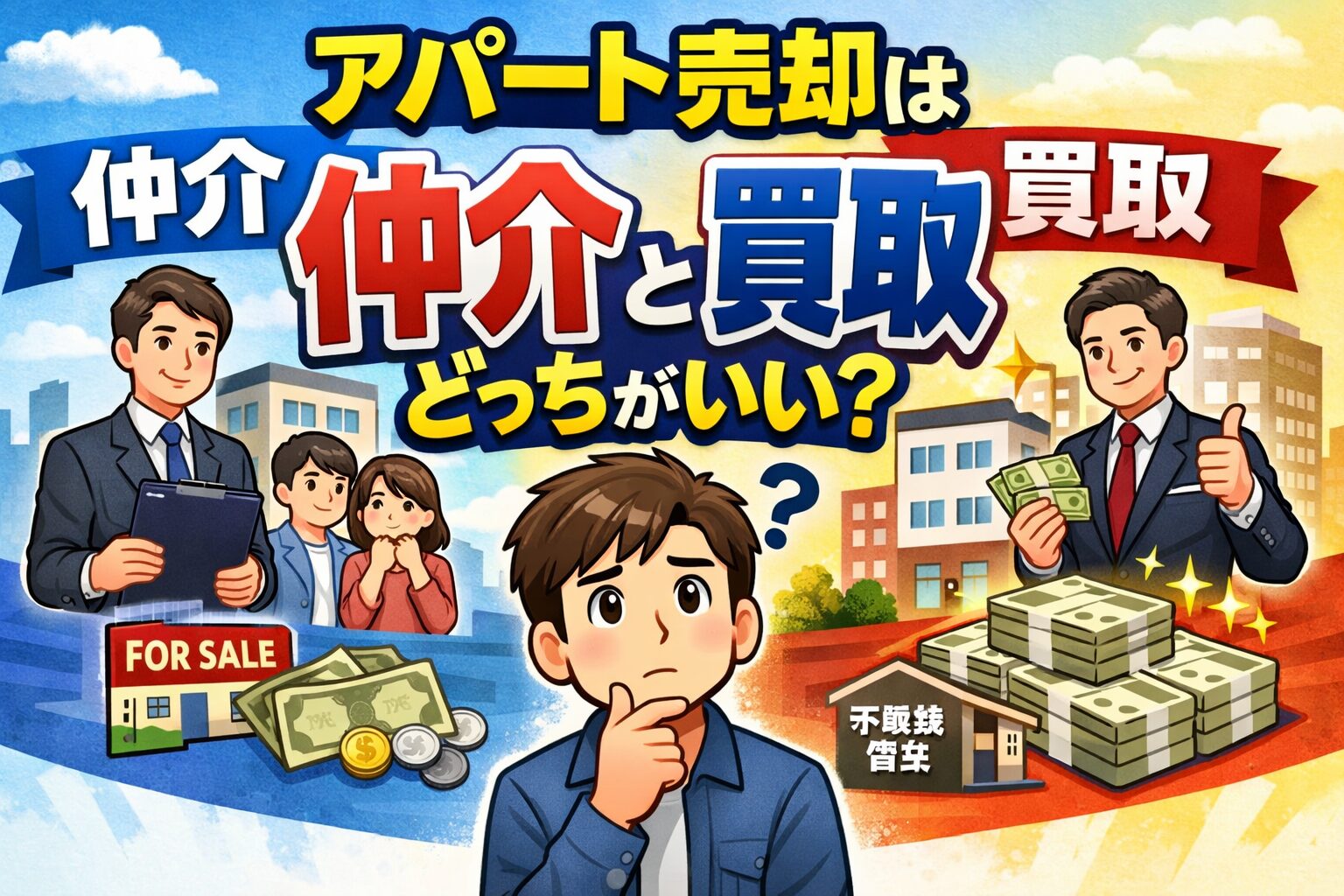 アパート売却は仲介と買取どっちがいいか迷う画像