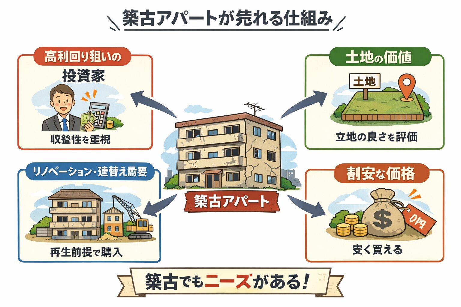 群馬県の築古アパート（築30年～40年）が売れることの解説画像