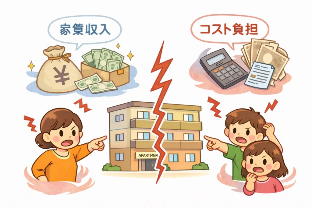 コスト・家賃などでケンカする共有持ち分者